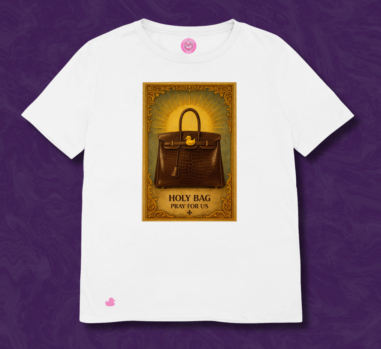 maglietta in cotone divertente e bellissima, comoda e colorata. Idea regalo fashion. Holy birkin marrone