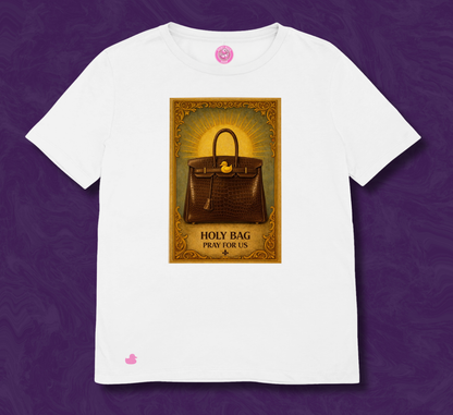 maglietta in cotone divertente e bellissima, comoda e colorata. Idea regalo fashion. Holy birkin marrone