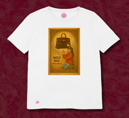 maglietta in cotone divertente e bellissima, comoda e colorata. Idea regalo fashion. Holy Birkin marrone 