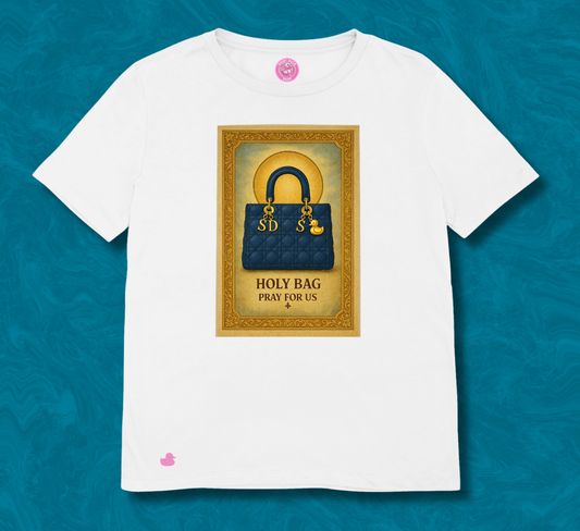 maglietta in cotone divertente e bellissima, comoda e colorata. Idea regalo fashion. Holy Dior blu 