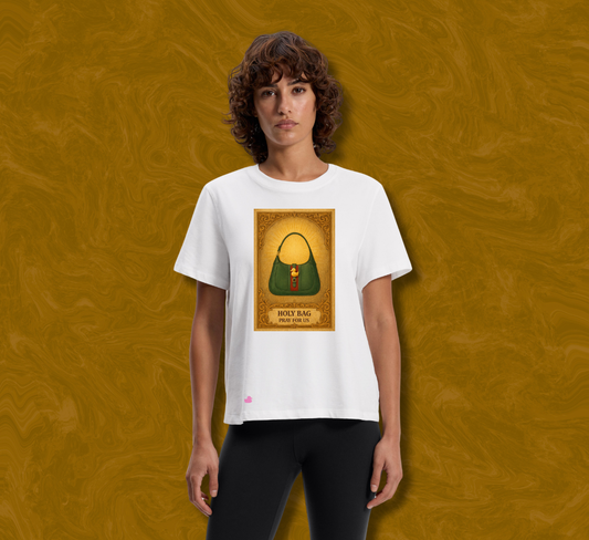 maglietta in cotone divertente e bellissima, comoda e colorata. Idea regalo fashion. Holy Gucci verde